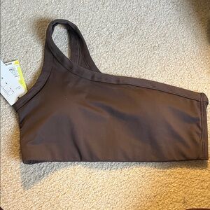 All in Motion Chocolate One-Shoulder sport bra